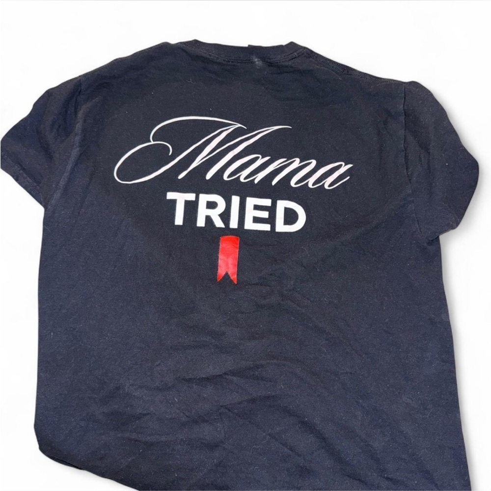 Black Graphic Tee with 'Mama Tried' Print
